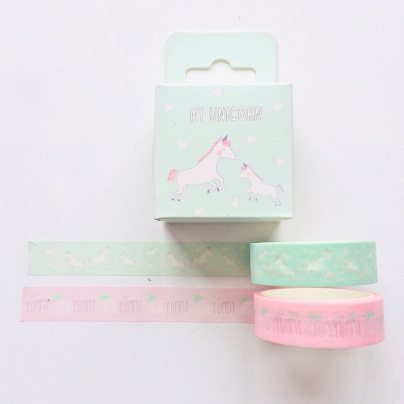 2pcs/Box Sweet Unicorn Masking Tape Album Scrapbooking Decor Washi Tape School Supply Stationery