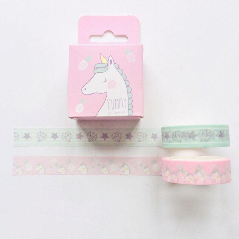 2pcs/Box Sweet Unicorn Masking Tape Album Scrapbooking Decor Washi Tape School Supply Stationery