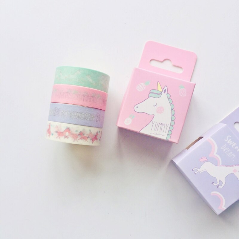 2pcs/Box Sweet Unicorn Masking Tape Album Scrapbooking Decor Washi Tape School Supply Stationery