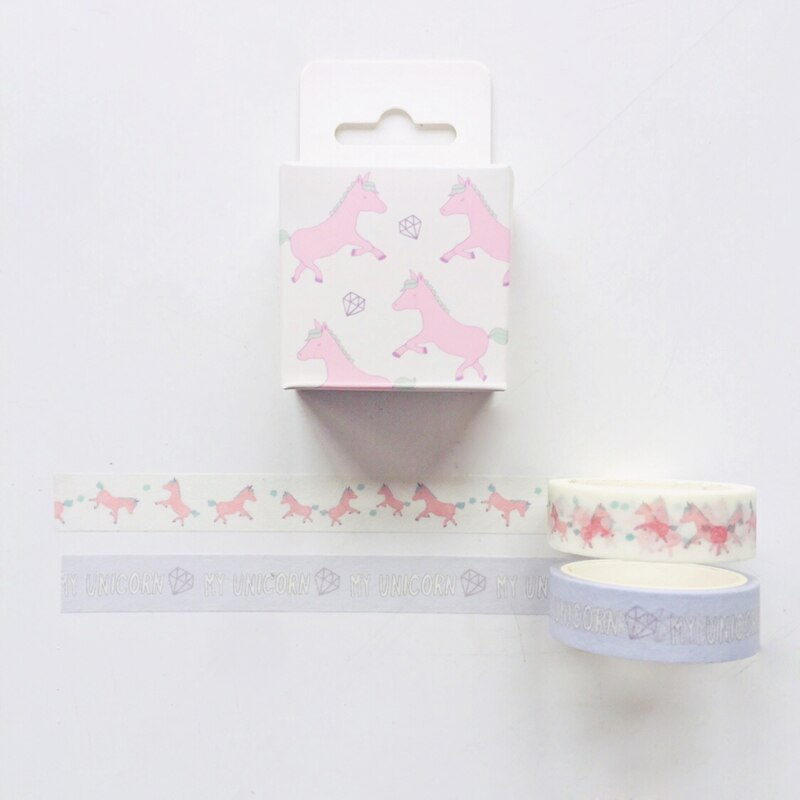 2pcs/Box Sweet Unicorn Masking Tape Album Scrapbooking Decor Washi Tape School Supply Stationery