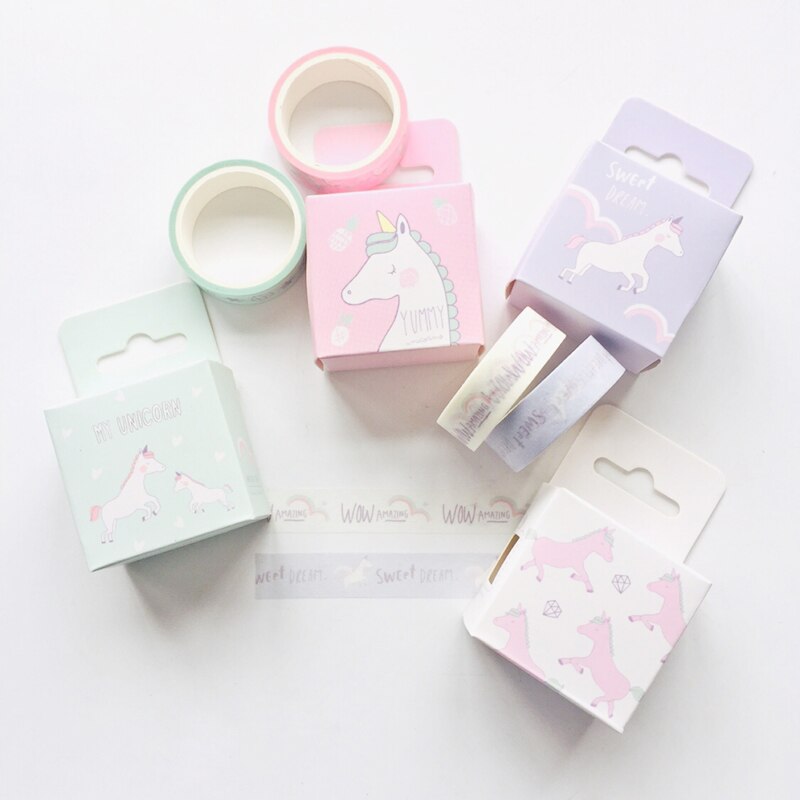 2pcs/Box Sweet Unicorn Masking Tape Album Scrapbooking Decor Washi Tape School Supply Stationery