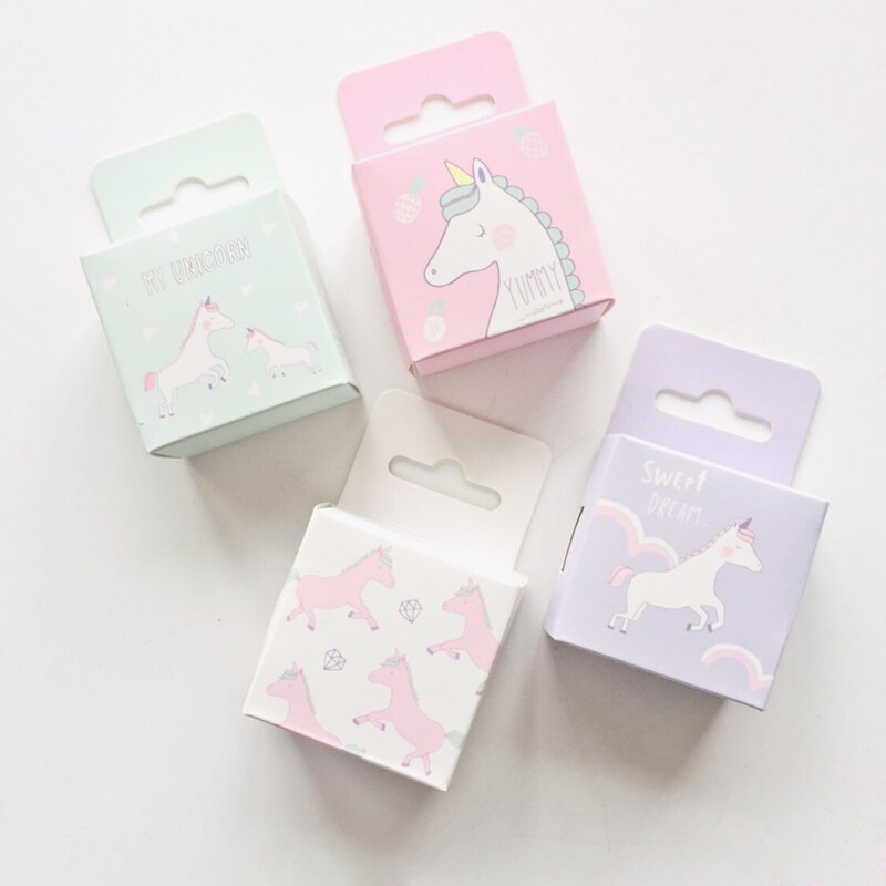 2pcs/Box Sweet Unicorn Masking Tape Album Scrapbooking Decor Washi Tape School Supply Stationery