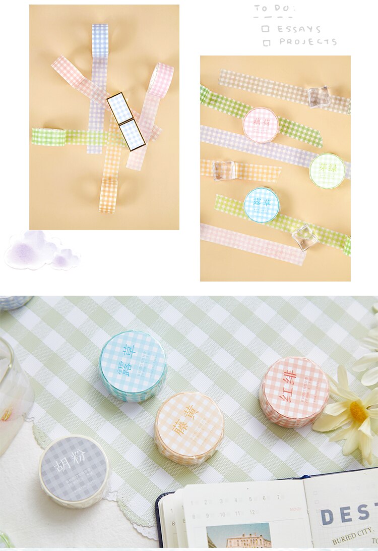 20mm*5m Basic Simple Grids Paper Masking Washi Tape DIY Decorative Sticker Stick Label Handbook Album Decoration