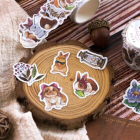 100 pieces Autumn Forest Plants and Animals Collage Tape DIY Stickers - Image 4