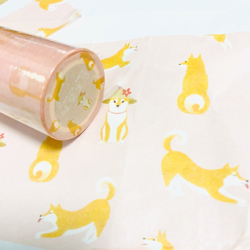 10cm wide Little Puppy Shiba Inu Tape Sticker Paper Wrap Decorative Sticker