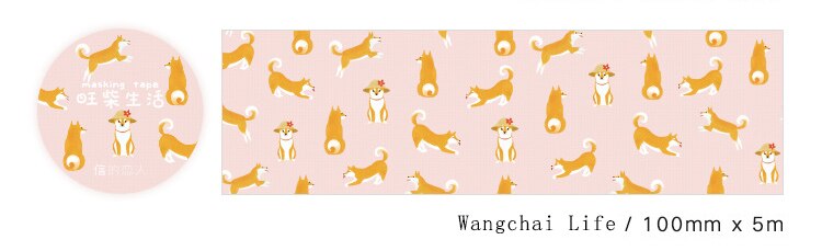 10cm wide Little Puppy Shiba Inu Tape Sticker Paper Wrap Decorative Sticker