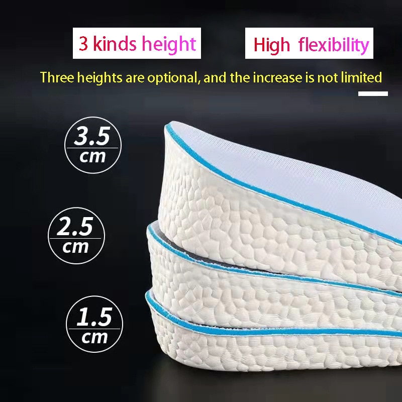 Raised Insole Men And Women Invisible Slim Comfortable Soft Insole Arch Support Light Soft Elastic Lift 1.5cm 2.5cm 3.5cm Raised