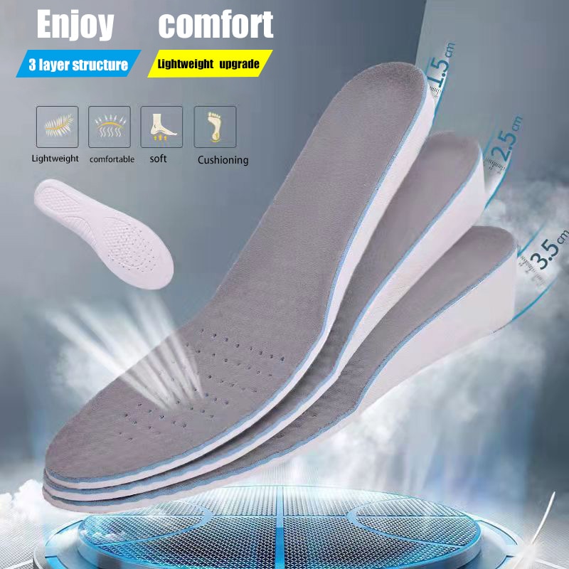 Raised Insole Men And Women Invisible Slim Comfortable Soft Insole Arch Support Light Soft Elastic Lift 1.5cm 2.5cm 3.5cm Raised