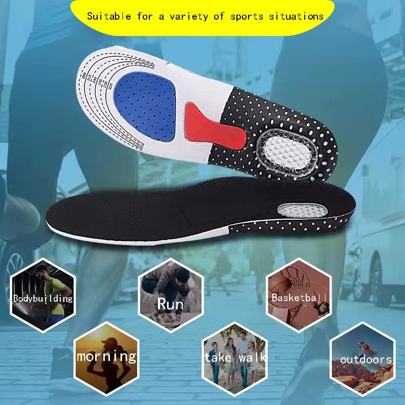 Silicone Sport Insoles Orthotic Arch Support Sport Shoe Pad Running Gel Insoles Men Women Orthotic Breathable Running Cushion