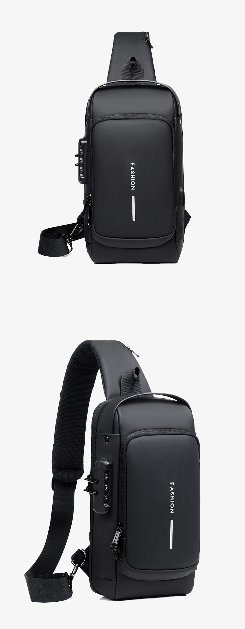 Men's Multifunction Anti-theft USB Shoulder Bag Man Crossbody Cross body Travel Sling Chest Bags Pack Messenger Pack For Male