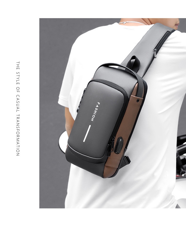 Men's Multifunction Anti-theft USB Shoulder Bag Man Crossbody Cross body Travel Sling Chest Bags Pack Messenger Pack For Male