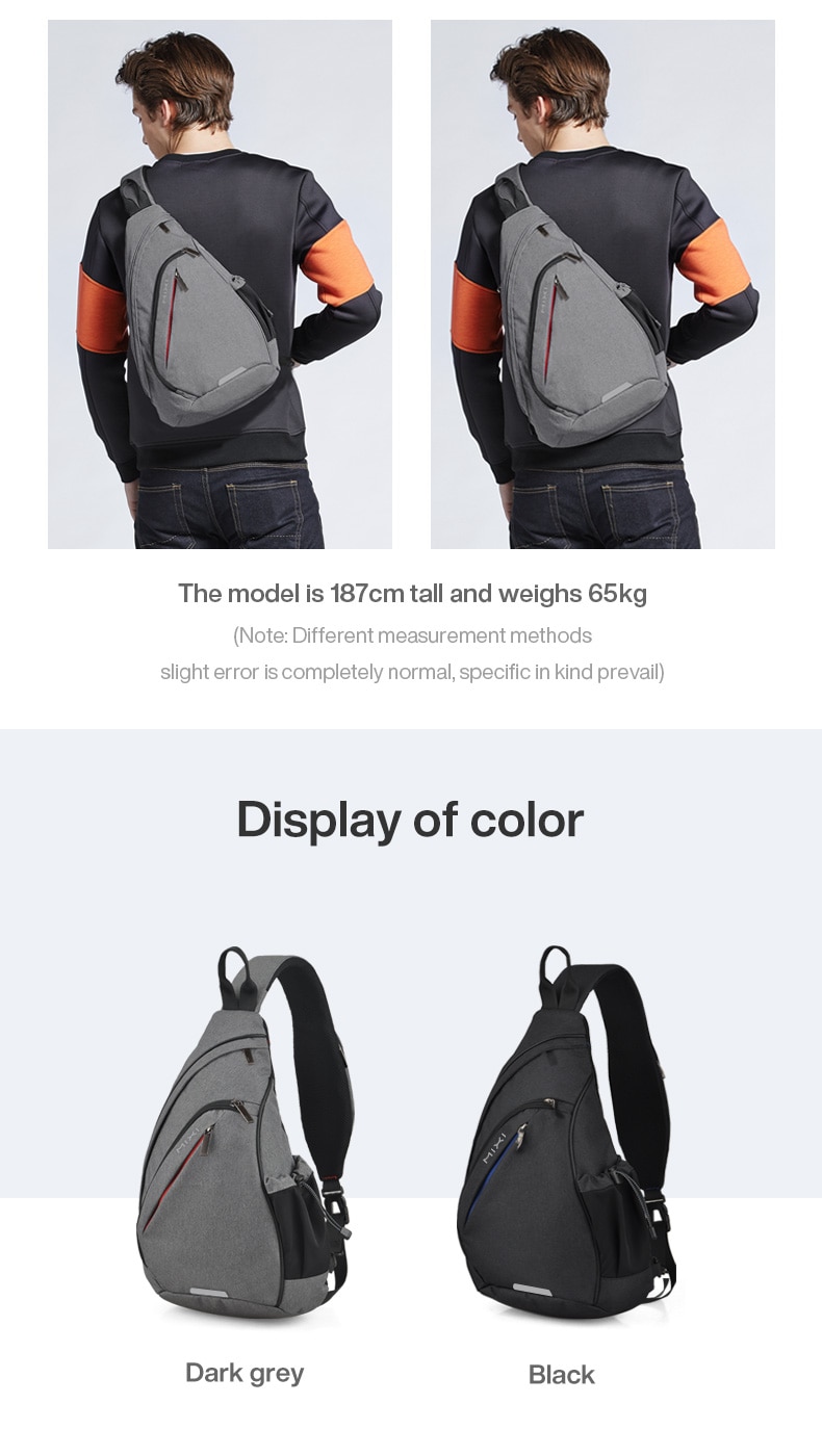 Mixi Men One Shoulder Backpack Women Sling Bag Crossbody USB Boys Cycling Sports Travel Versatile Fashion Bag Student School