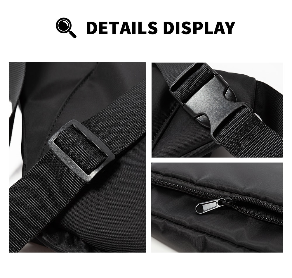 Men's Bag Oxford Waterproof 7.9inch Flat Crossbody Bag Sport Waist Bag for Men with Back Anti-theft Zipper Bag Outdoor Sling Bag