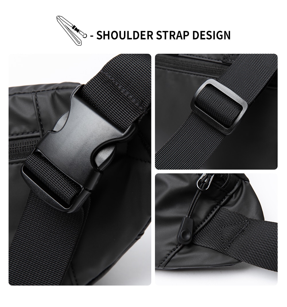 Men's Bag Oxford Waterproof 7.9inch Flat Crossbody Bag Sport Waist Bag for Men with Back Anti-theft Zipper Bag Outdoor Sling Bag