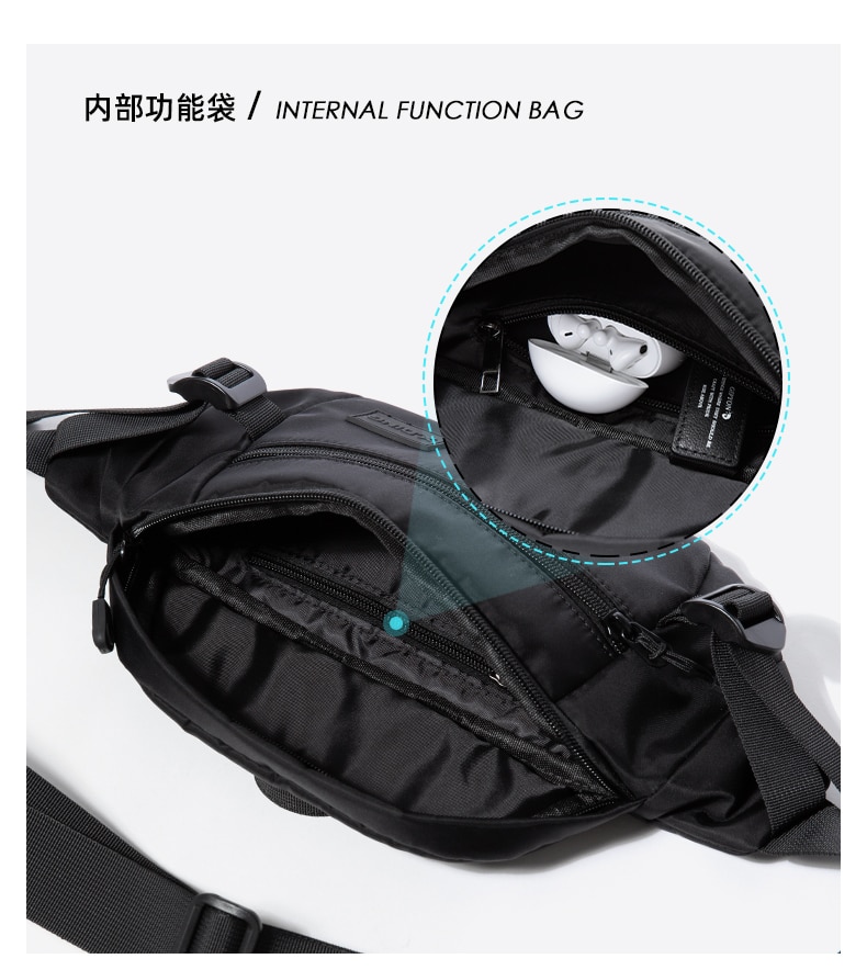 Men's Bag Oxford Waterproof 7.9inch Flat Crossbody Bag Sport Waist Bag for Men with Back Anti-theft Zipper Bag Outdoor Sling Bag