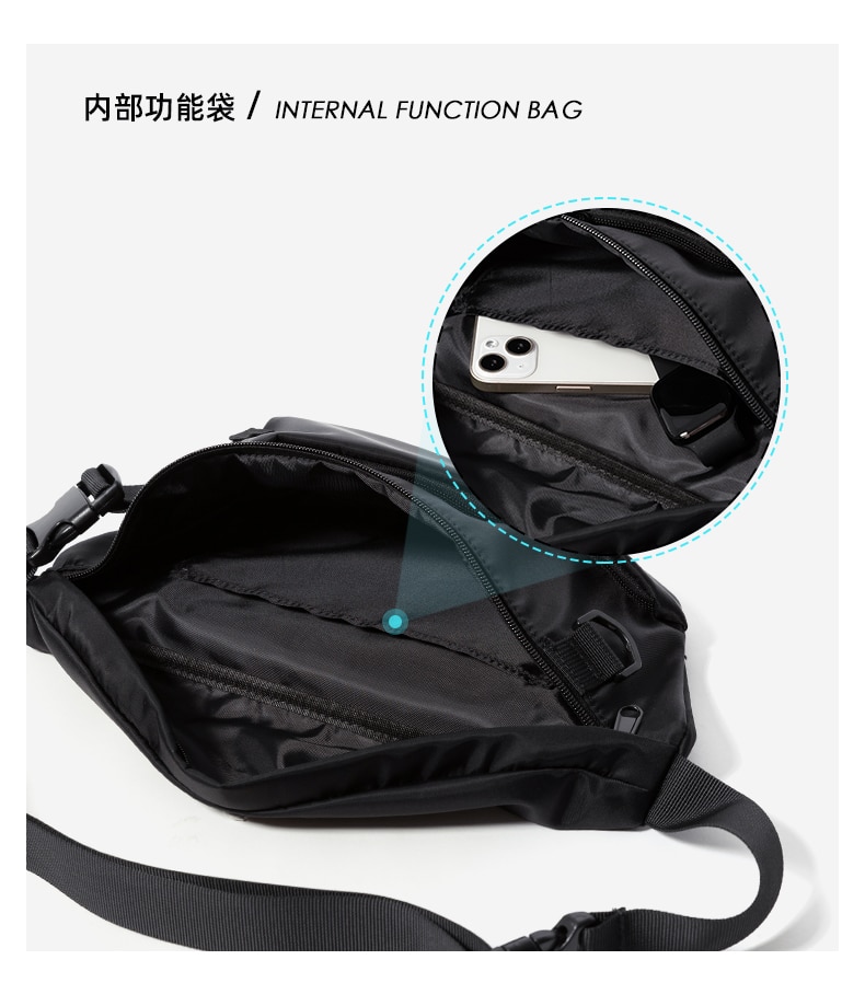 Men's Bag Oxford Waterproof 7.9inch Flat Crossbody Bag Sport Waist Bag for Men with Back Anti-theft Zipper Bag Outdoor Sling Bag