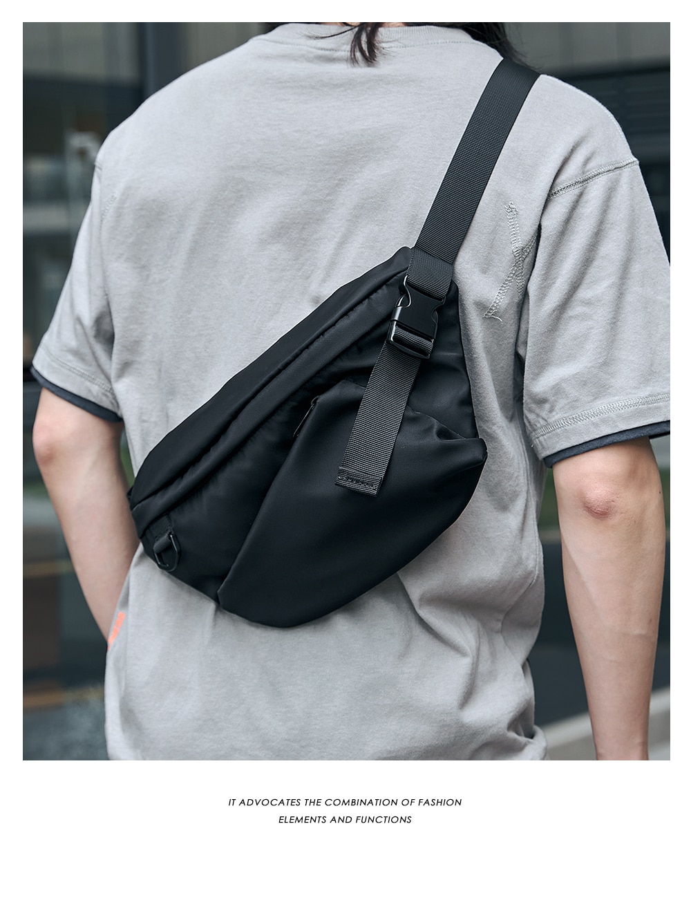 Men's Bag Oxford Waterproof 7.9inch Flat Crossbody Bag Sport Waist Bag for Men with Back Anti-theft Zipper Bag Outdoor Sling Bag