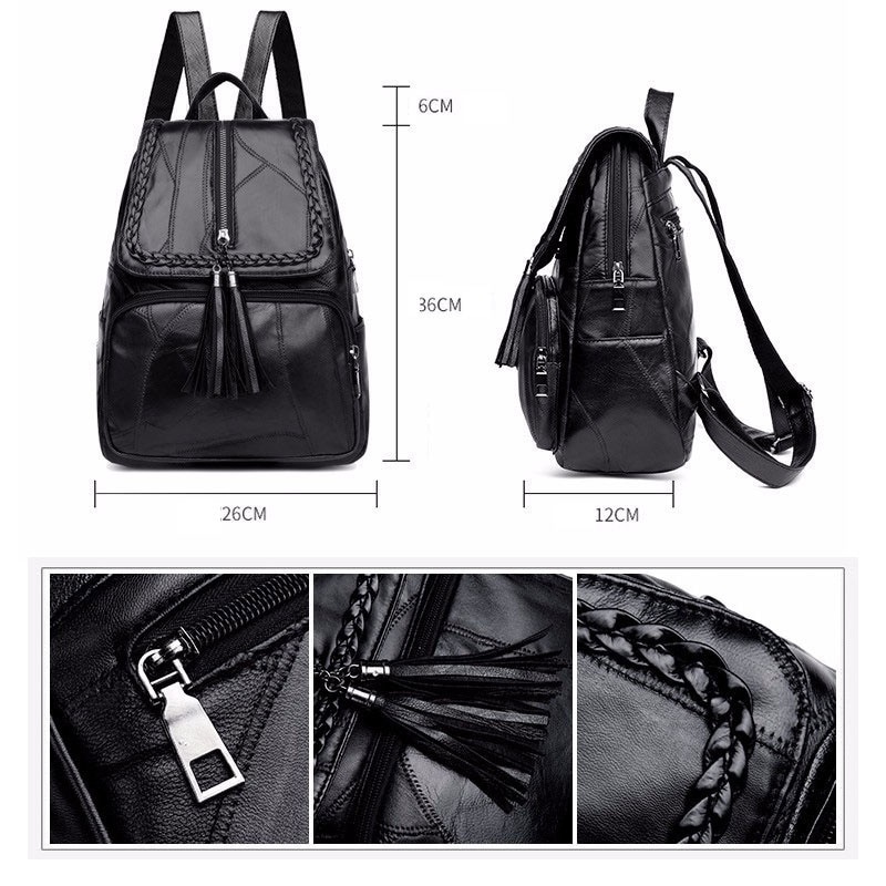 Fashion Leisure Women's Backpack Travel Soft PU Leather Handbag Shoulder Bag