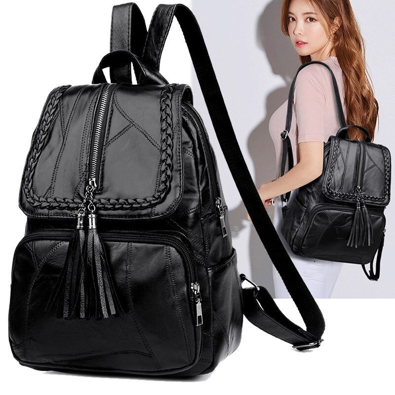 Fashion Leisure Women's Backpack Travel Soft PU Leather Handbag Shoulder Bag