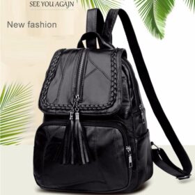 Fashion Leisure Women's Backpack Travel Soft PU Leather Handbag Shoulder - Image 4