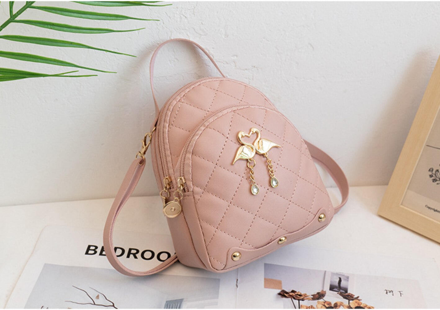 Embroidered Small Backpack PU Leather Women's Bag 2022 Trend Ladies Phone Pouch Multi-Function Mochilas Bagpack Girls Schoolbag