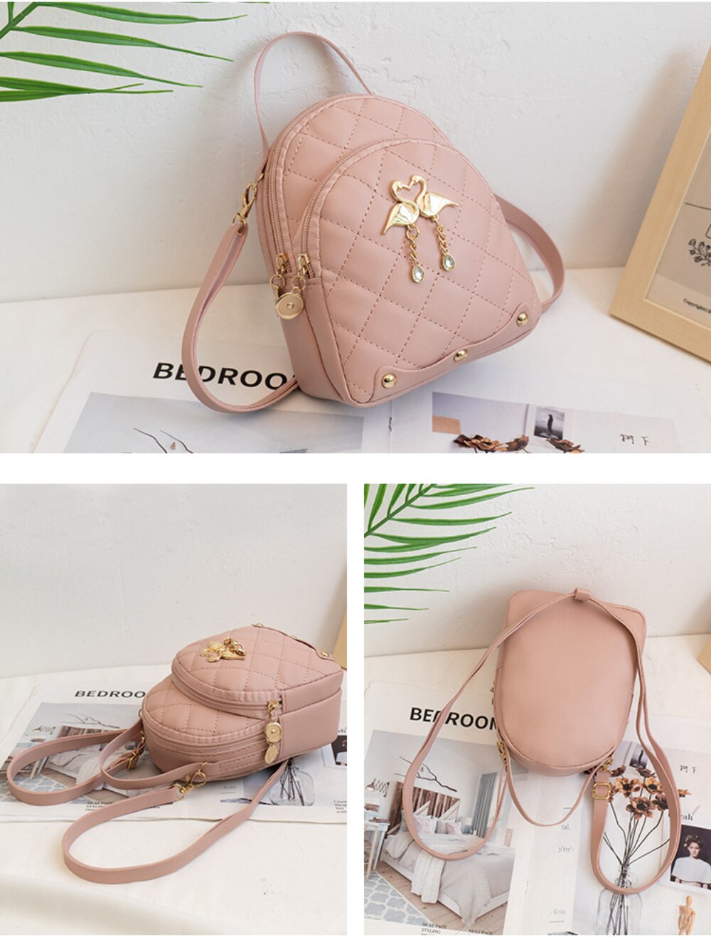 Embroidered Small Backpack PU Leather Women's Bag 2022 Trend Ladies Phone Pouch Multi-Function Mochilas Bagpack Girls Schoolbag