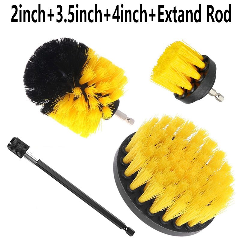 Drill Brush Attachment Set Power Scrubber Wash Cleaning Brushes Tool Kit with Extension for Clean Car Wheel Tire Glass windows