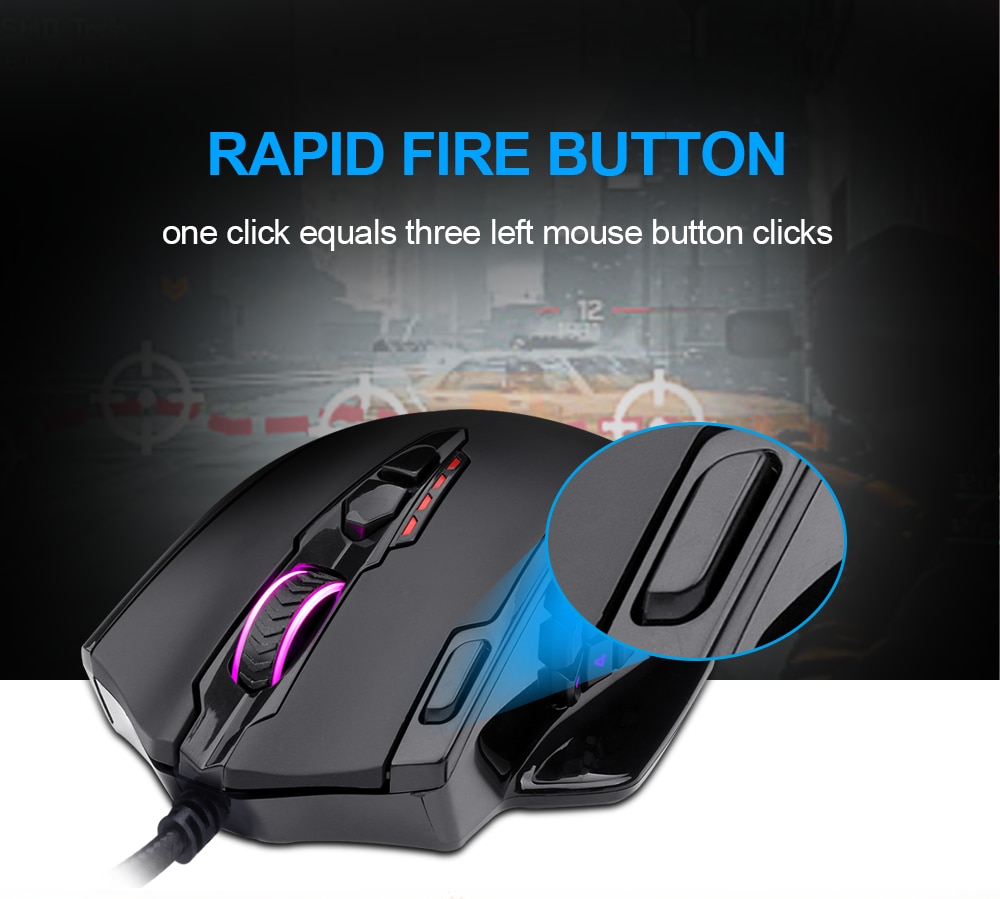 REDRAGON M908 Impact USB wired RGB Gaming Mouse 12400 DPI 17 buttons programmable game Optical mice for Computer PC Laptop