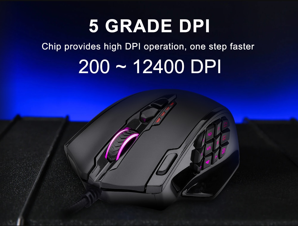 REDRAGON M908 Impact USB wired RGB Gaming Mouse 12400 DPI 17 buttons programmable game Optical mice for Computer PC Laptop