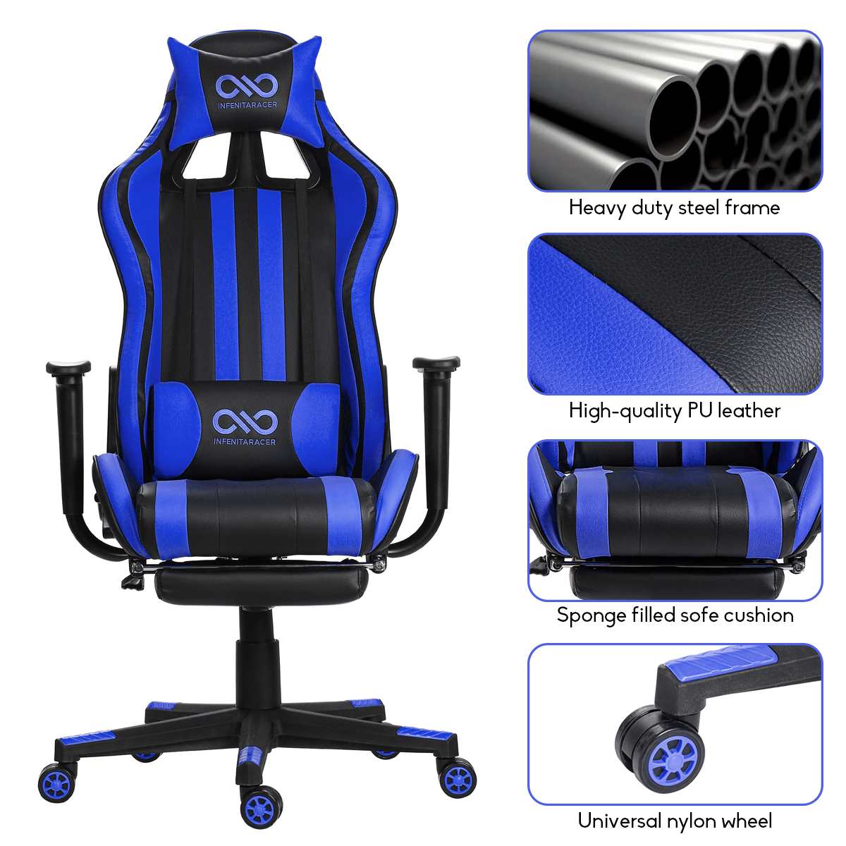 Leather Office Gaming Chair Home Internet Cafe Racing Chair WCG Gaming Ergonomic Computer Chair Swivel Lifting Lying Gamer Chair