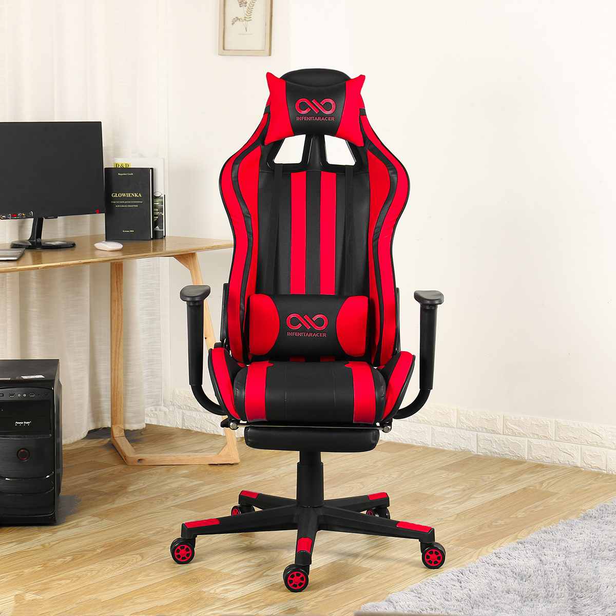 Leather Office Gaming Chair Home Internet Cafe Racing Chair WCG Gaming Ergonomic Computer Chair Swivel Lifting Lying Gamer Chair