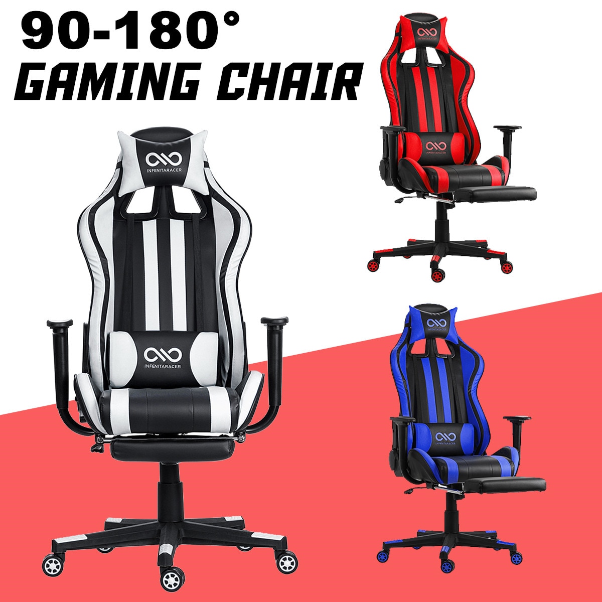 Leather Office Gaming Chair Home Internet Cafe Racing Chair WCG Gaming Ergonomic Computer Chair Swivel Lifting Lying Gamer Chair