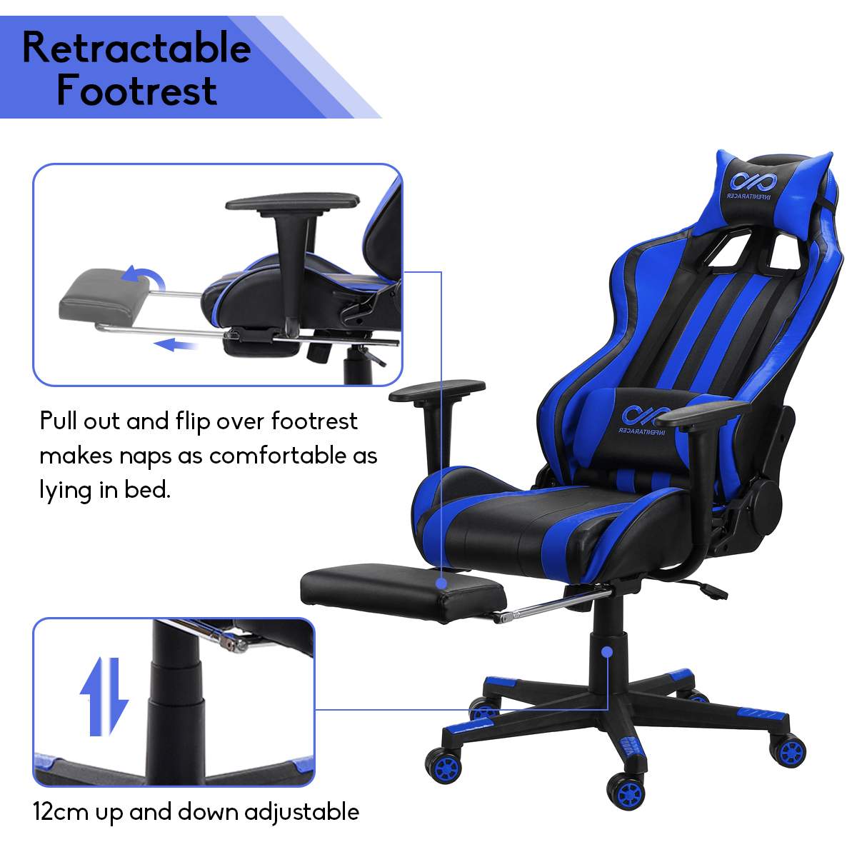 Leather Office Gaming Chair Home Internet Cafe Racing Chair WCG Gaming Ergonomic Computer Chair Swivel Lifting Lying Gamer Chair