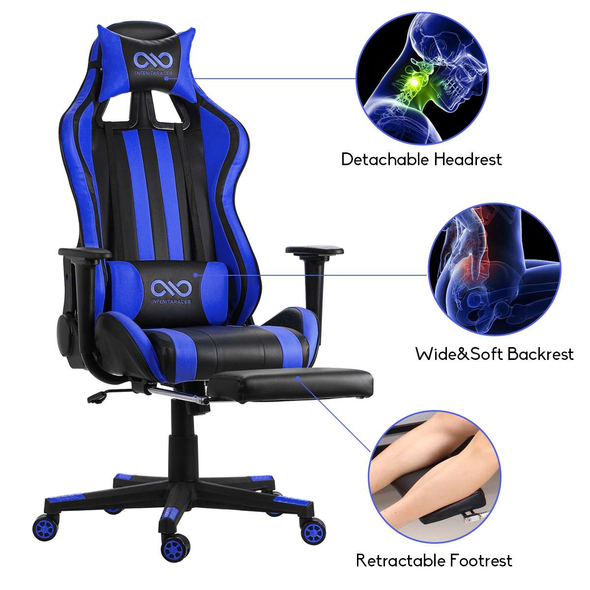 Leather Office Gaming Chair Home Internet Cafe Racing Chair WCG Gaming Ergonomic Computer Chair Swivel Lifting Lying Gamer Chair