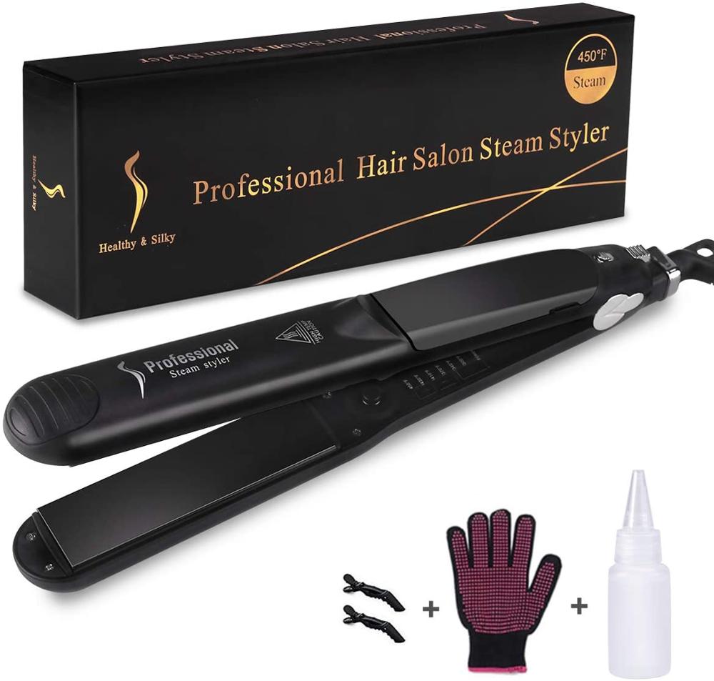 Professional Steam Hair Straightener 2 in 1 Ceramic Vapor Hair Iron Salon Straightening Curling Styling Tool