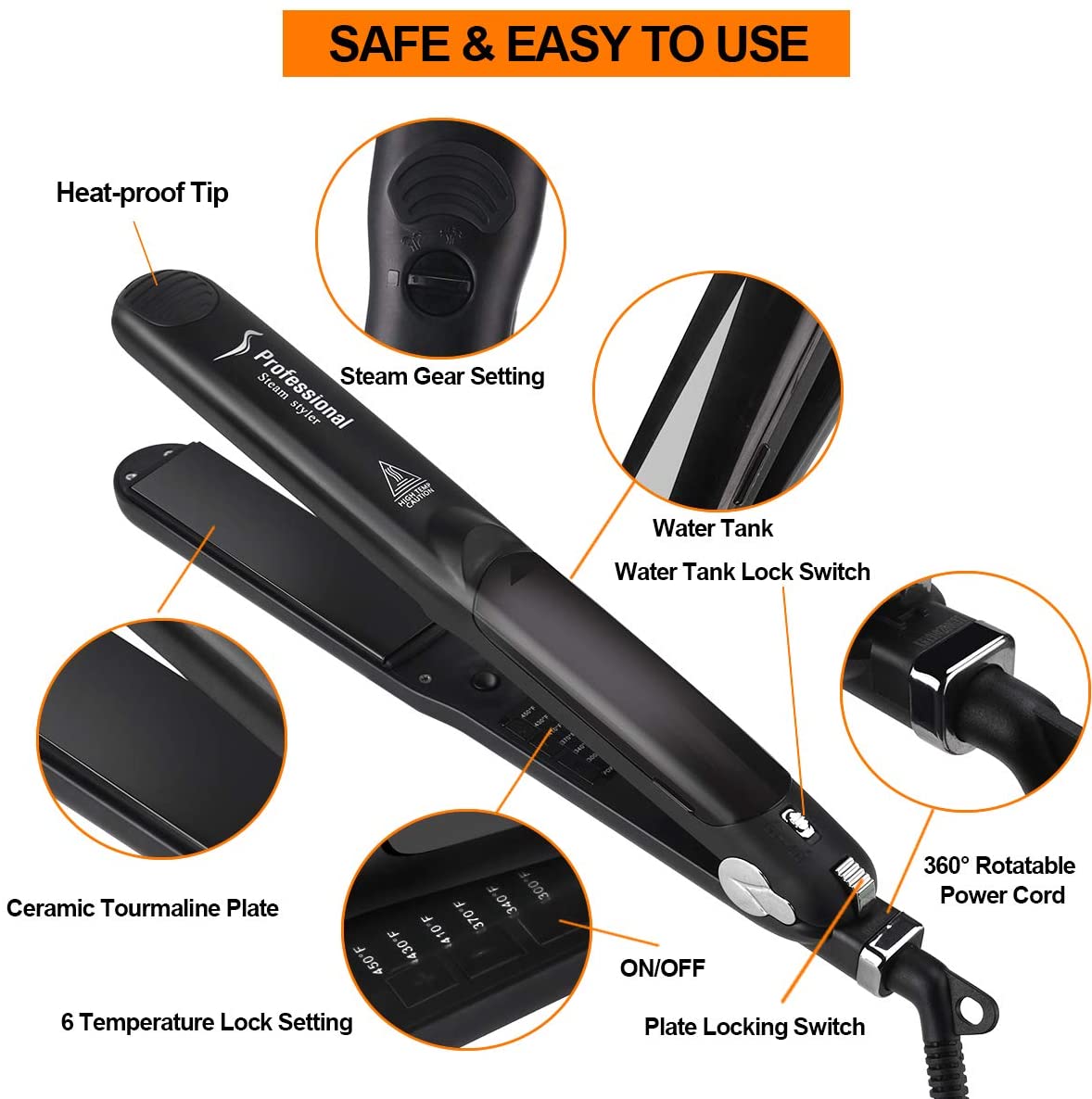 Professional Steam Hair Straightener 2 in 1 Ceramic Vapor Hair Iron Salon Straightening Curling Styling Tool