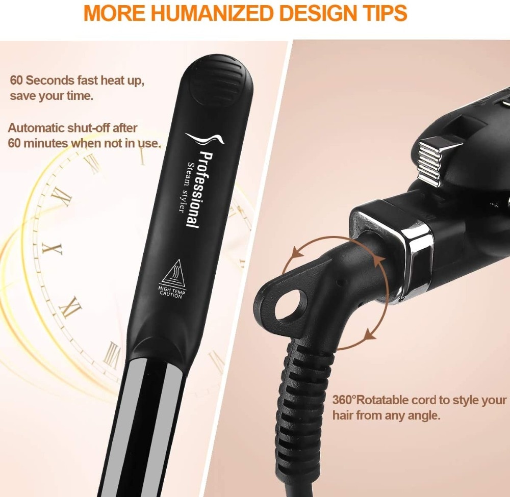 Professional Steam Hair Straightener 2 in 1 Ceramic Vapor Hair Iron Salon Straightening Curling Styling Tool