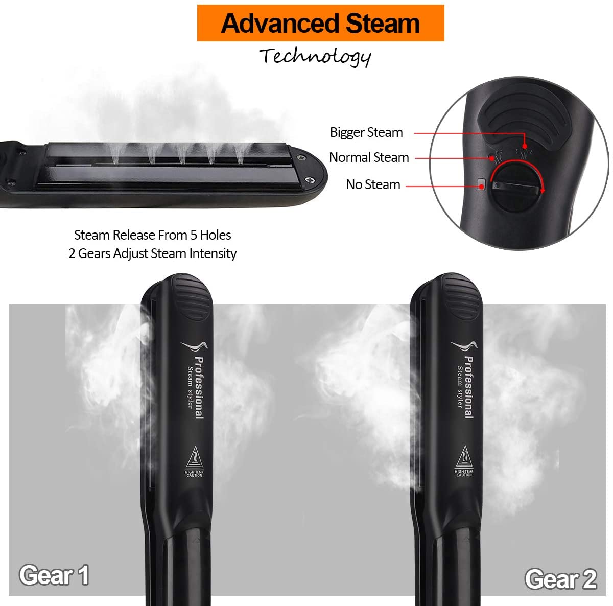 Professional Steam Hair Straightener 2 in 1 Ceramic Vapor Hair Iron Salon Straightening Curling Styling Tool