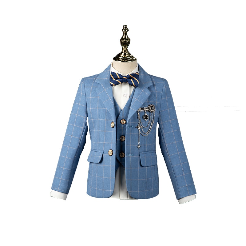 Boys Wedding Suit Kids Formal Blazer Jacket Vest Pants Bowtie 4PCS Tuxedo Dress Children Photography Suit Performance Costume