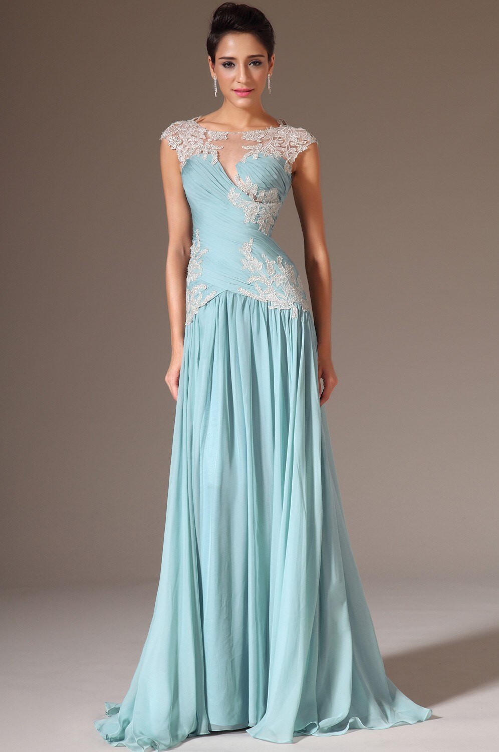 Handmade Appliqued Chiffon Gowns For Prom Elegant O-neck A-line Long Evening Dresses Luxury Special Occasion Dresses