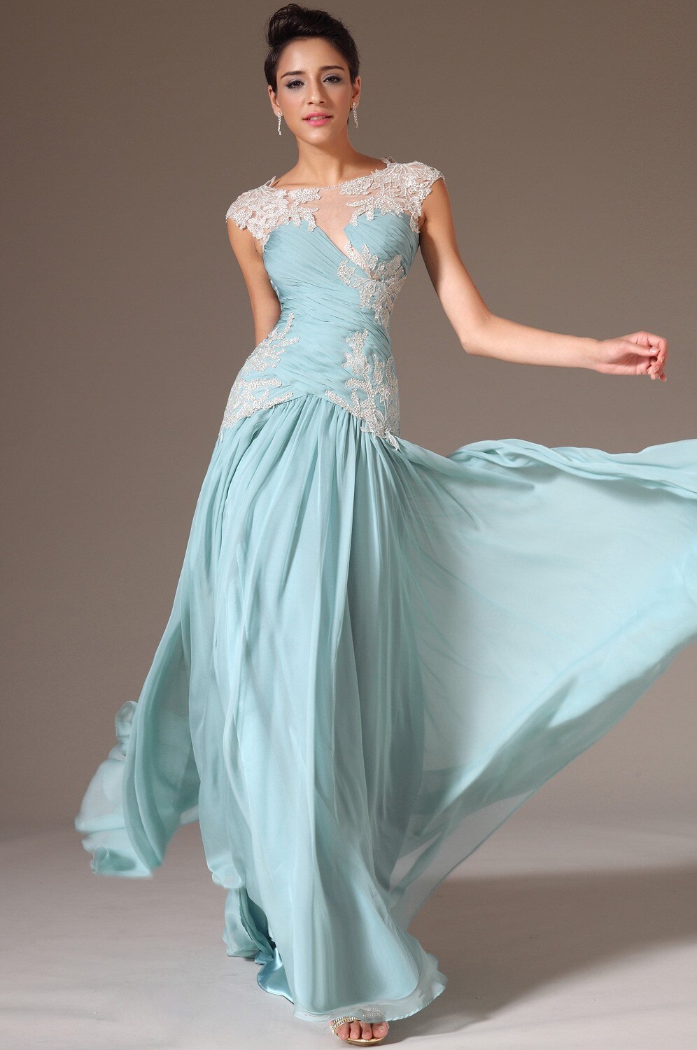 Handmade Appliqued Chiffon Gowns For Prom Elegant O-neck A-line Long Evening Dresses Luxury Special Occasion Dresses