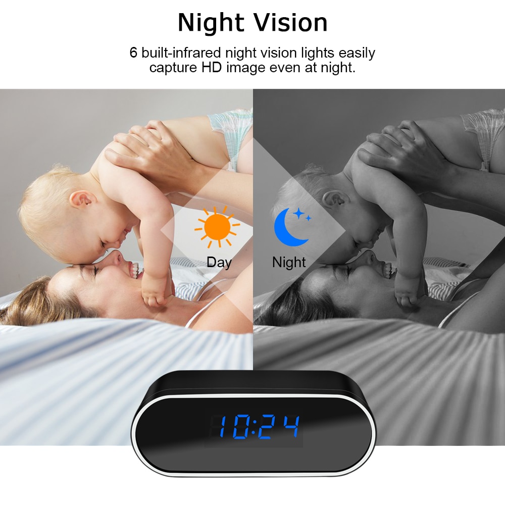 Mini Camera Clock HD WIFI Control Secret IR Night Vision View Alarm DVR Camcorder Recorder Home Surveillance Security Camera