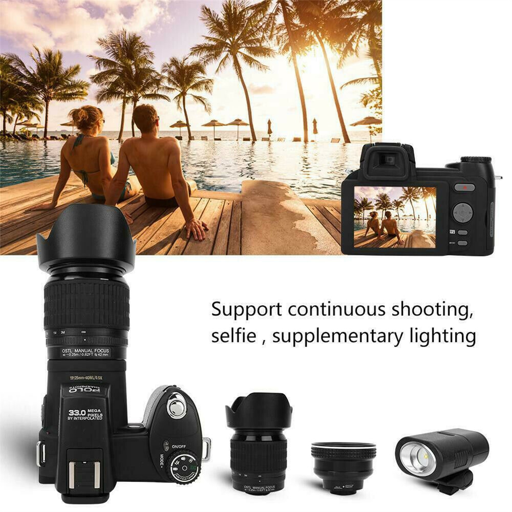 NEW 24X Optical Zoom Digital Camera SLR DSLR 33MP Photographic Photo Recorder Auto Focus 1080P Video Camcorder Wide Angle 3 Lens