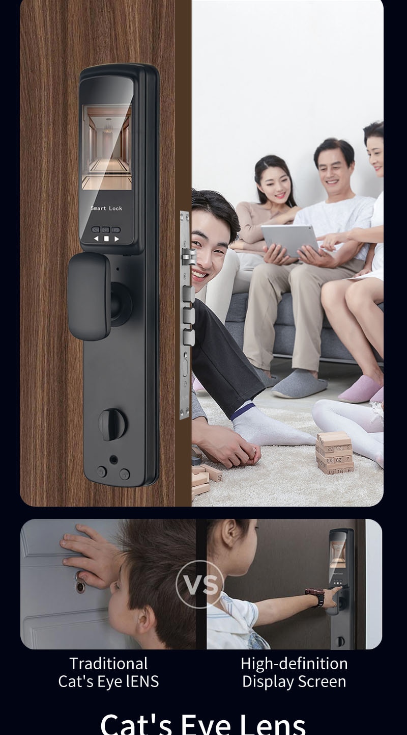 3D Face Smart Door Lock Security Camera Monitor Intelligent Fingerprint Password Biometric Electronic Key Unlock Usmart Go