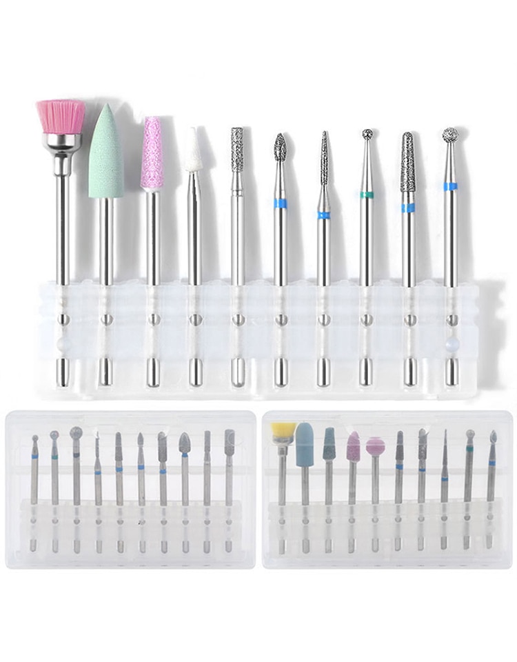 Nail Drill Electric Apparatus for Manicure 10pcs Milling Cutters Drill Bits Set Gel Cuticle Remover Pedicure Machine Nail Art