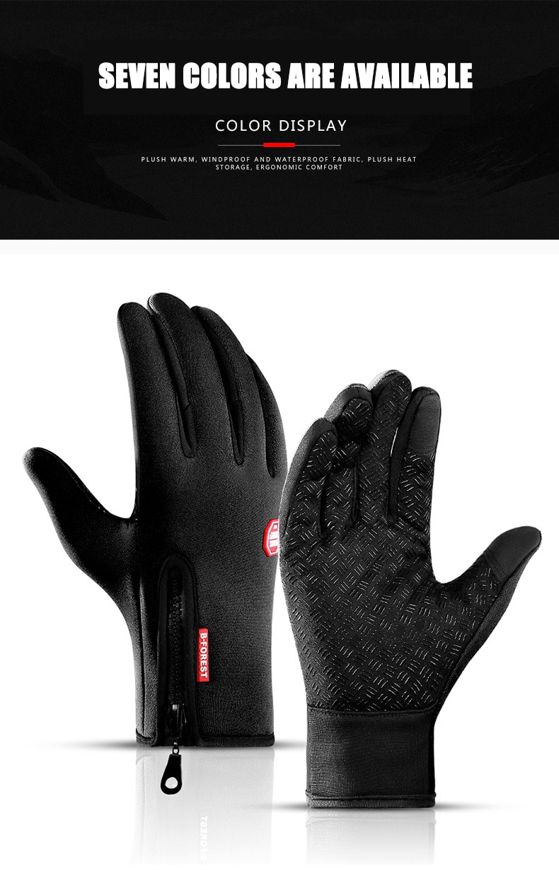 Winter Men's Gloves Warm Touchscreen Sport Fishing Splash-proof Skiing Army Cycling Snowboard Nonslip Zipper Women Gloves