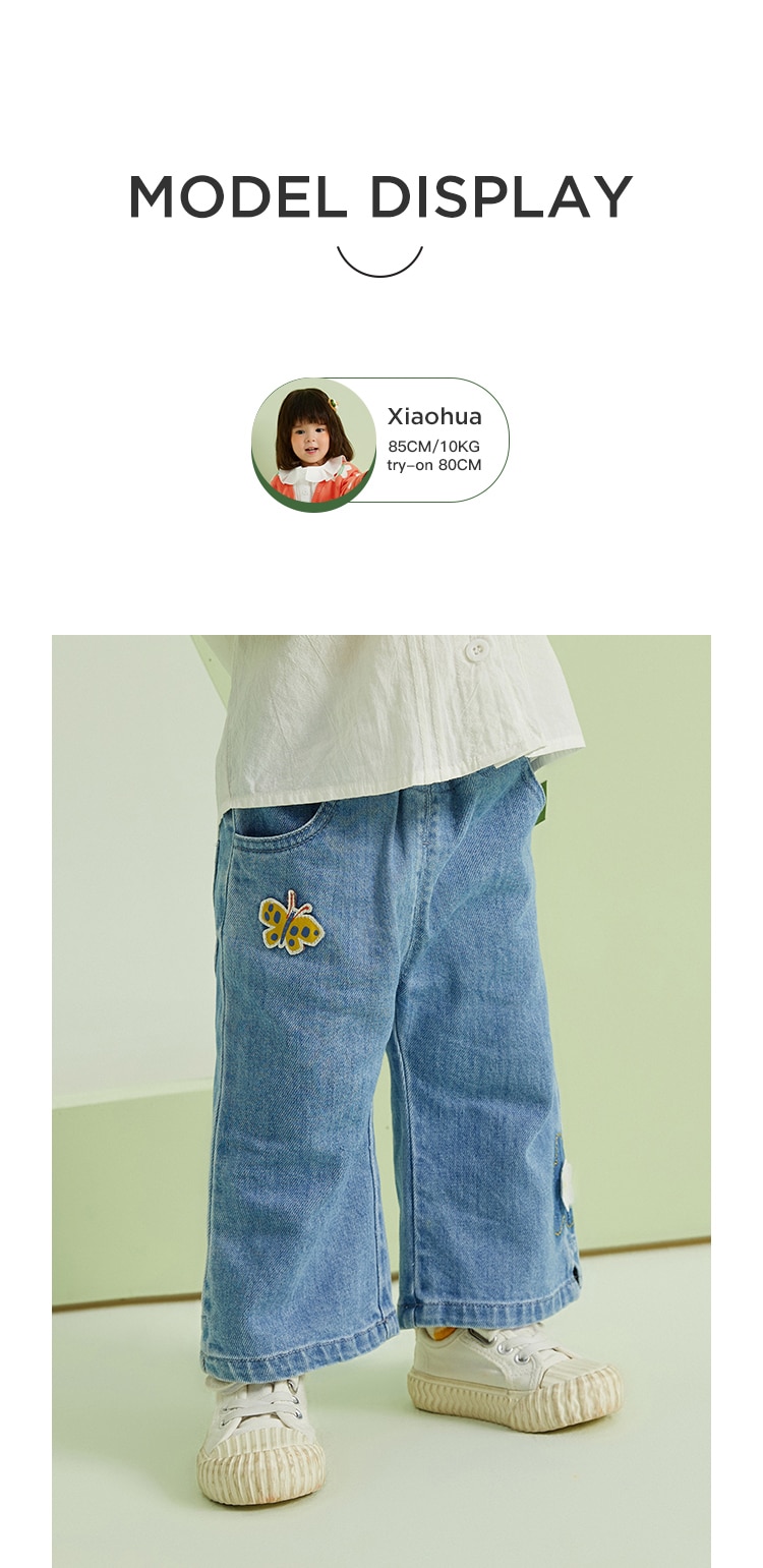 Amila Baby Girls Denim Pants 2023 Spring New Cute Cartoon Print Blue Jeans Casual Fashion Bell-bottom Trousers Kids Clothing