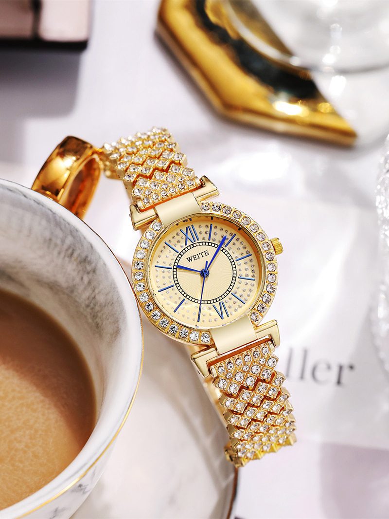 H11 Fashion Roman Pattern Diamond Ladies Watch for women Quartz Women's Watch Girls Lady Clock Bracelet Chains Free Shipping