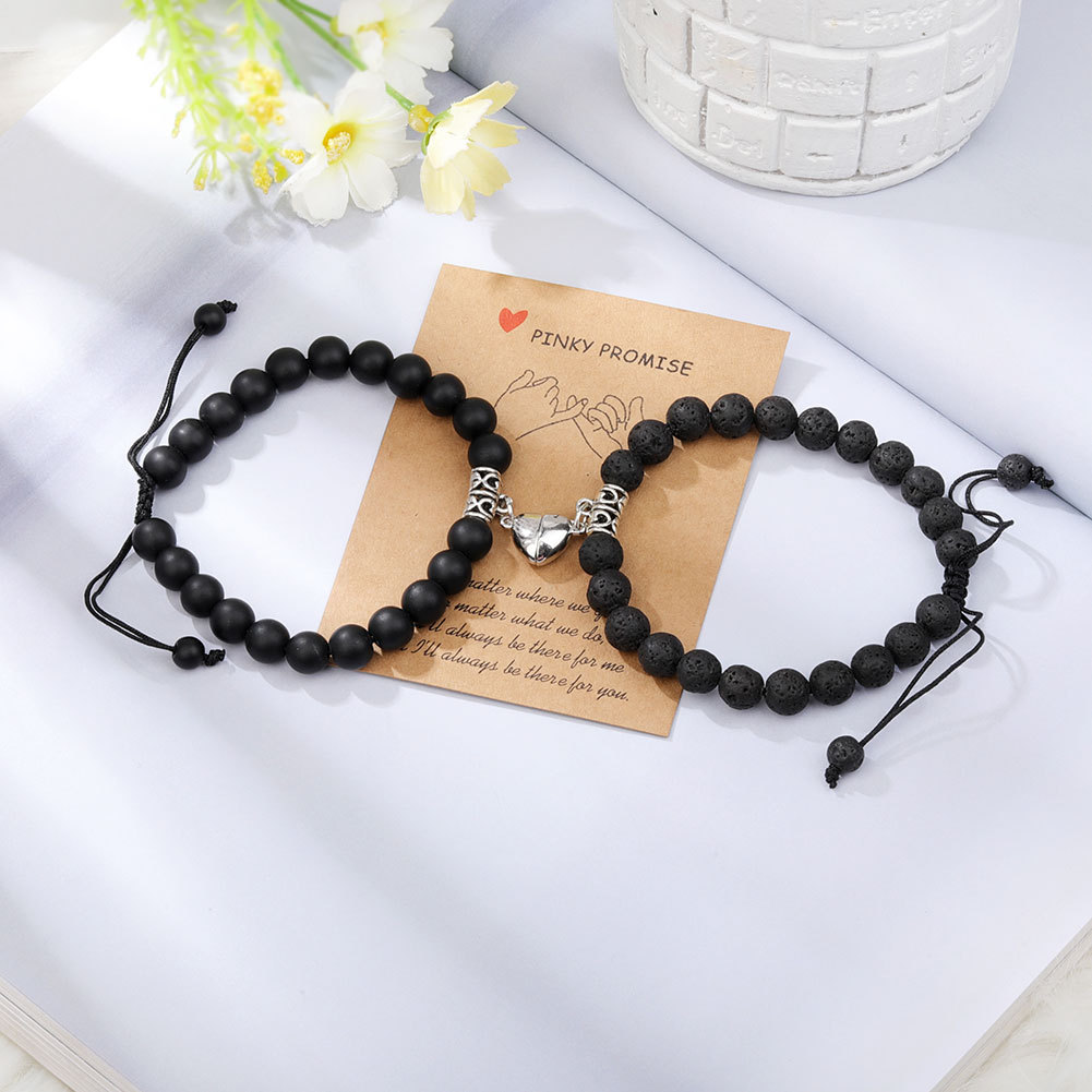 Magnet Couple Bracelets for Woman Men Romantic Heart Matching Lovers Natural Stone Beads Yoga Bracelet Valentine Gift Jewelry