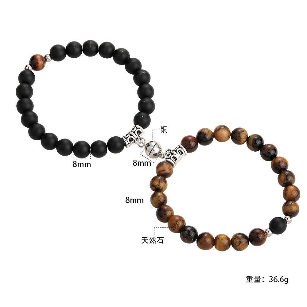 Magnet Couple Bracelets for Woman Men Romantic Heart Matching Lovers Natural Stone Beads Yoga Bracelet Valentine Gift Jewelry